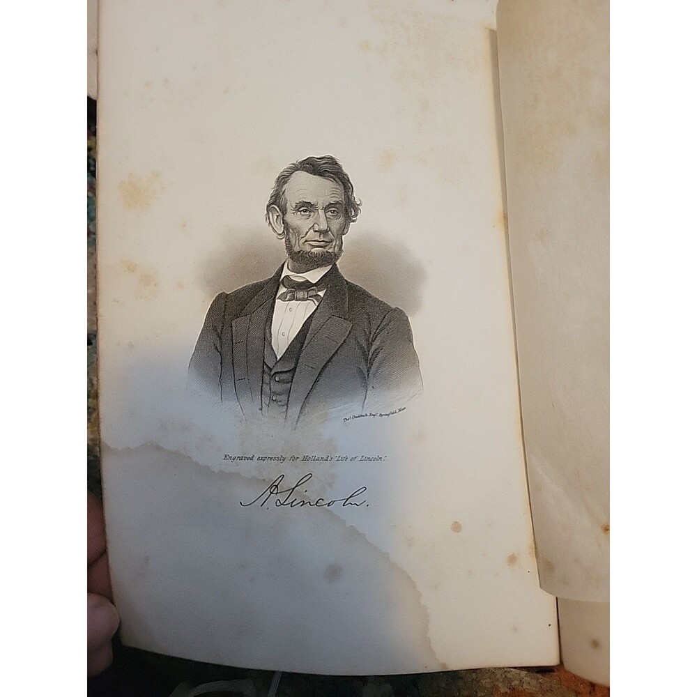 1866 THE LIFE OF ABRAHAM LINCOLN   J. G. HOLLAND  LEATHER, ILLUSTRATIONS Antique